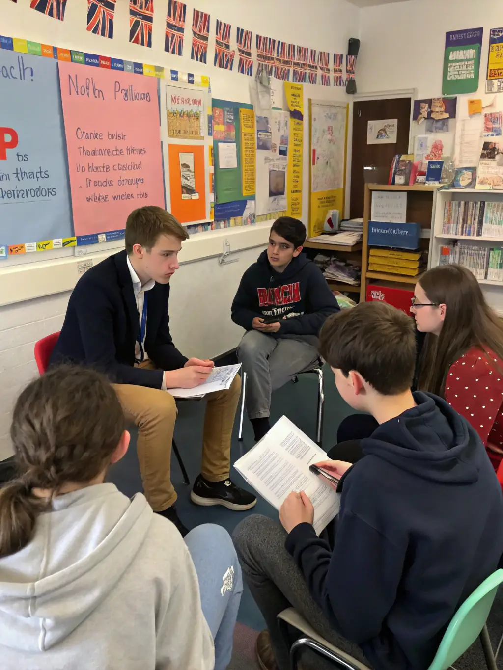 An image of young people participating in a civic education workshop, engaging in group discussions, illustrating the Educational and Civic Projects.